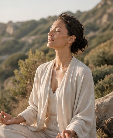 Woman meditating outdoors